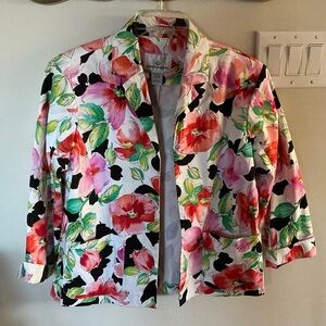 Erin London Floral Blazer with Pink and Green Accents